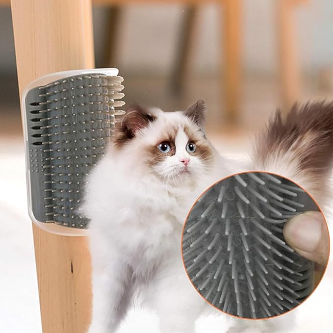 2 Pack Cat Self Groomer,Cat Self Grooming Corner Scratcher with Catnip,Massage Comb Brush for Long & Short Fur Cats Dogs