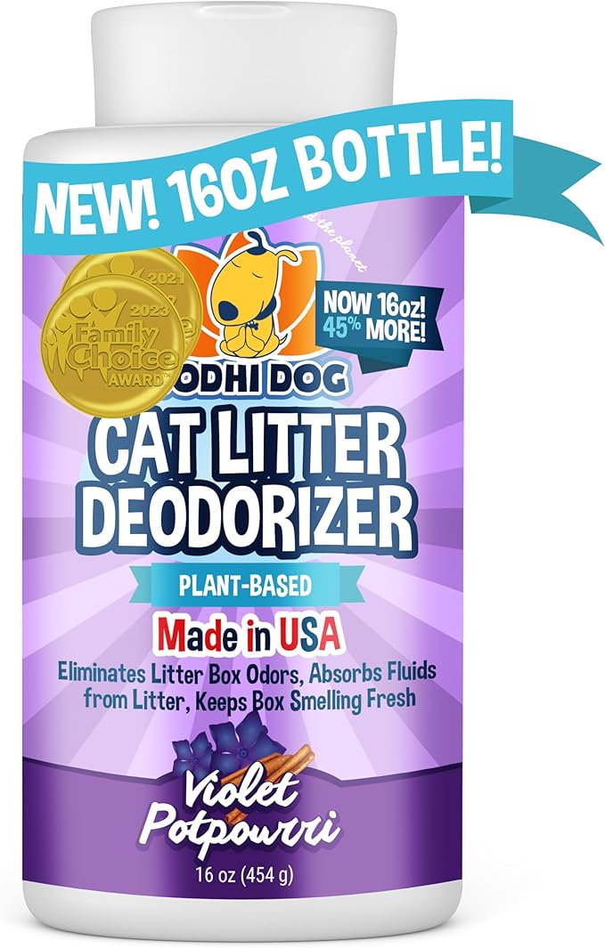 Bodhi Dog Natural Cat Litter Box Odor Eliminator – Best Litter Deodorizer for Strong Urine Odor – Fewer Cat Box Changes – Safe for Kitty Boxes - Violet Potpourri Scent