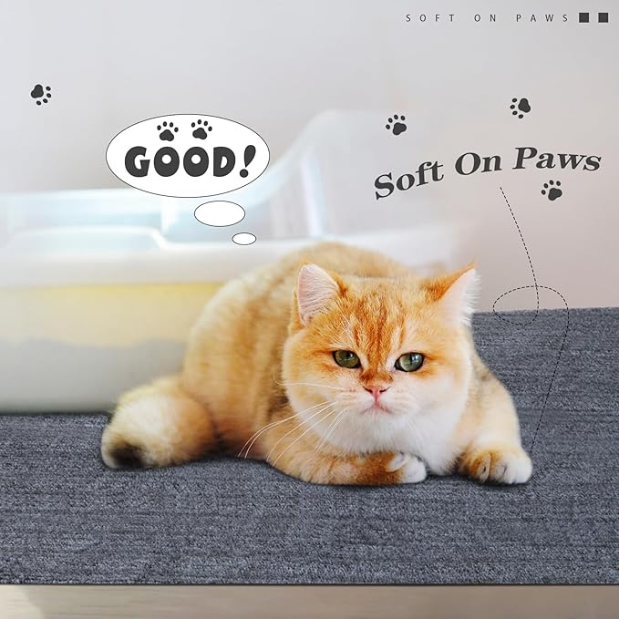 2 Pcs Corner Cat Litter Mat 29 Inch Litter Mat for Corner Machine Washable Litter Mat Ridged Design Fan Shaped Cat Litter Mat Absorbent Cat Litter Rug for Box Less Waste Space (Gray)