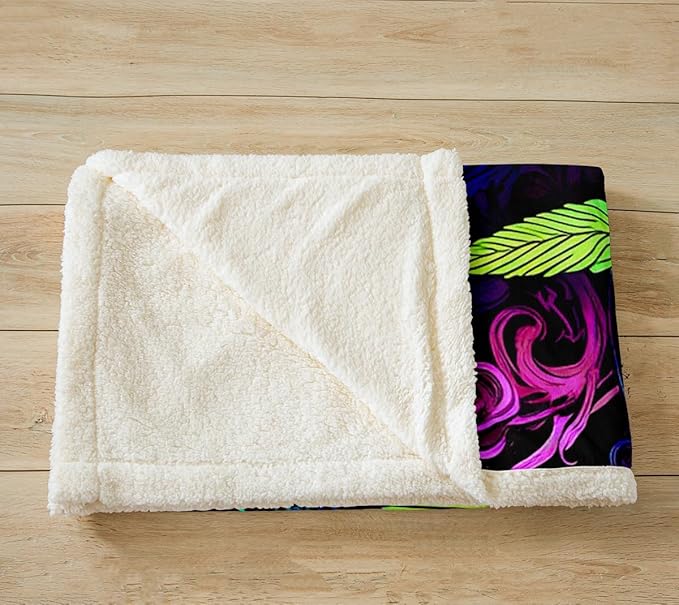 Feelyou Throw Blanket Marijuana Weed Fleece Blanket Men Cannabis Leaf Sherpa Blanket for Sofa Couch Bed Trippy Marijuana Leaf Decor Plush Blanket Ultra Soft Kids Adults Fuzzy BlanketThrow 50"x60"