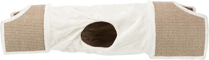 TRIXIE Cat Tunnel for Indoor Cats - Cozy Peekaboo Cat Cave Including Dangling Cat Toys - with Sturdy Sisal Scratching Surfaces - Collapsable and Easy to Store Cat Tube - in Cream