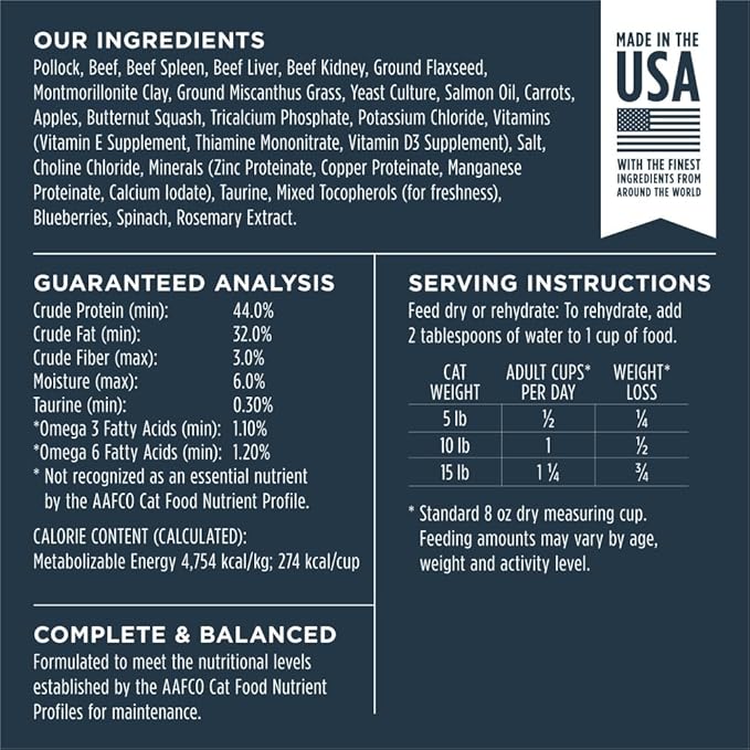 Instinct Freeze Dried Raw Meals, Natural Dry Cat Food, Grain Free - Wild-Caught Pollock, 24 oz. Bag