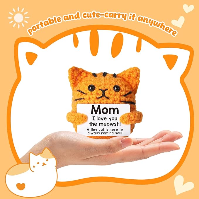 Birthday Gifts for Mom Grandma Positive Crochet Animal for Aunt Godmother,Emotional Crochet Small Birthday Gifts
