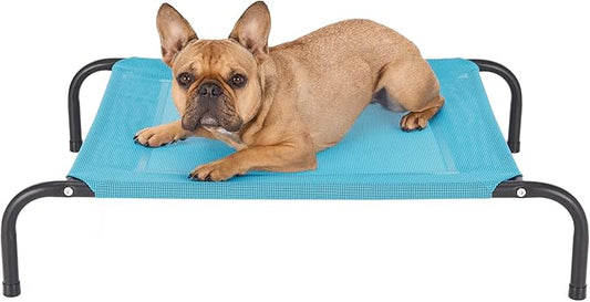 FurHaven Elevated Pet Cots - Cooling & Breathable Nylon Mesh Hammock for Small Dogs & Cats/Easy-to-Assemble / / Durable and Reinforced/Perfect for Rest & Relaxation Outdoors - Capri Blue, Small