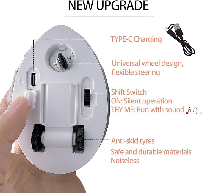 Interactive Cat Toy Mouse, Moving Mouse Automatic Cat Toys Electronic Mice, Rechargeable Squeaky Cat Mouse Toys for Kitten Indoor/Outdoor Exercise（Long Velvet）