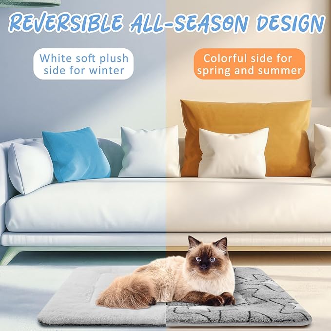 2 Pack Self Warming Cat Mat Self Heating Cat Pad Cat Bed Reversible Machine Washable Reflects Body Heat Warm Thermal Pet Pad Crate Blanket for Feral and Indoor Cat(Double Star,22'' X 18'')