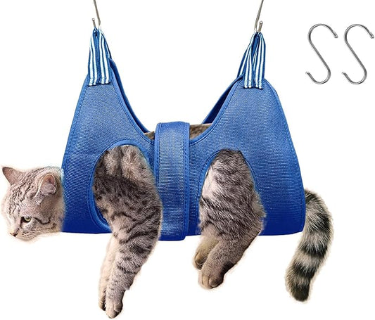Cat and Dog Grooming Hammock with Safety Belt for Nail Clipping、Grooming,Cat Bathing Bag for cat Nail Trimming,Cat Claw Care Bag, Dog Grooming Harness（S,Be Sure to Check The Size Chart）