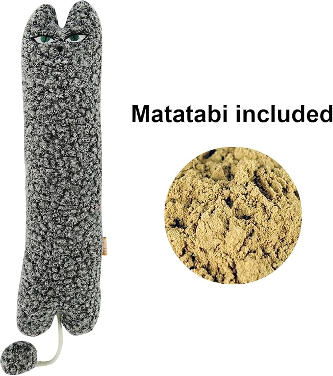 Catnip Silvervine Matatabi Pillow for Cats & Kittens,Cat Kicker Toy,Large Size Cat Pillow Soothing Plush Cat Toy(Grey).