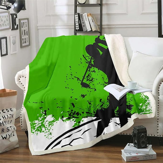 Erosebridal Golf Throw Blanket, 60"x80", Green, Abstract Pattern, Twin Size, Modern Style, Adults