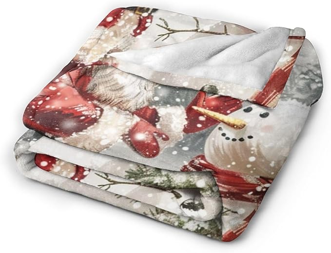 Snowman Blanket for Women Santa Claus Throw Blanket Snowman Decor Merch Cozy Fuzzy Warm Soft Plush Flannel Fleece Lightweight Bedding for Men Boys Kids Girls Couch Bed Sofa 50"X40"