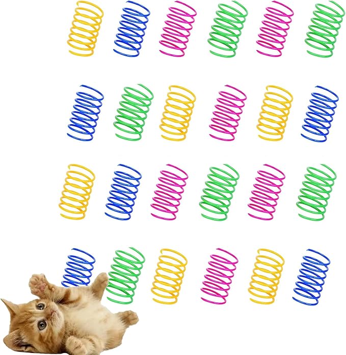BenePoint Cat Spring Toys, Interactive Cat Toy for Swatting, Hunting,and Grinding Teeth, Durable Cat Springs for Indoor Cats to Promote Agility& Keep Fit, Plastic Cat Coil to Relieves Stress (24pcs)