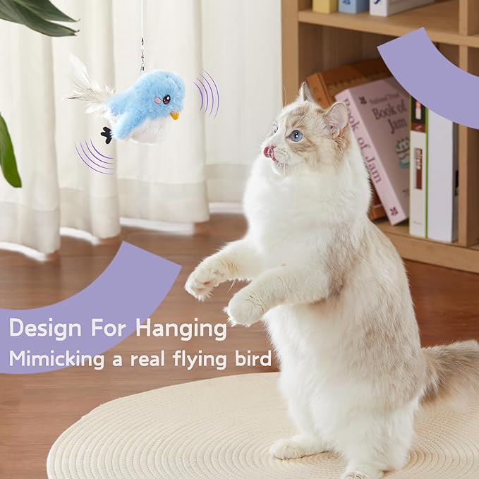 leafur Cat Toy Flapping Bird, Kitten Toys Touch Activated, Cat Enrichment Catnip Toys for Indoor Kitten (Mountain Bluebird Rechargeable)