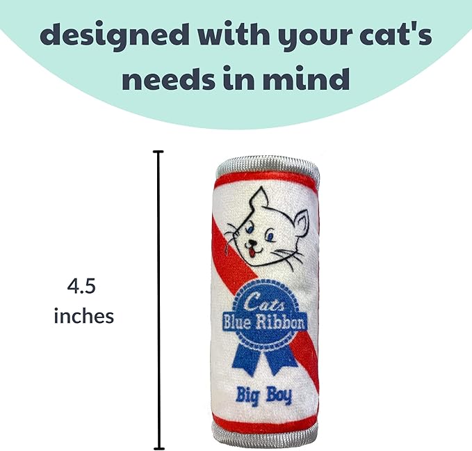 Huxley & Ket Plush Cat Toy | Cats Blue Ribbon | Nappy Hour Strong Catnip Filled Cat Toy | Plush Interactive Kitten and Cat Toy with Catnip and Crinkle | Kittybelles