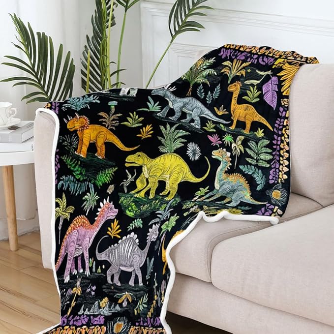 Funny Dinosaur Blankets for Boys, Cute Dino Throw Blanket All Season Dinosaur Lovers Cozy Soft Lightweight Warm Flannel Fleece Blankets Cozy Soft Blanket Gifts for Women Men Girls Boys Pet Kids