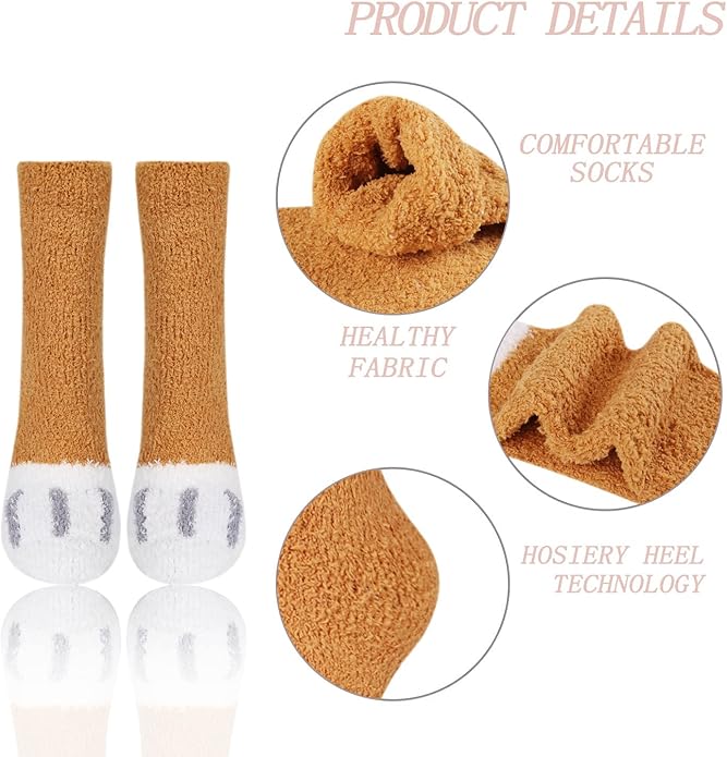 Benefeet Sox Cute Animal Fuzzy Socks for Women Girls Funny 3D Animal Cozy Socks Fluffy Slipper Socks Plush Comfy Soft Socks