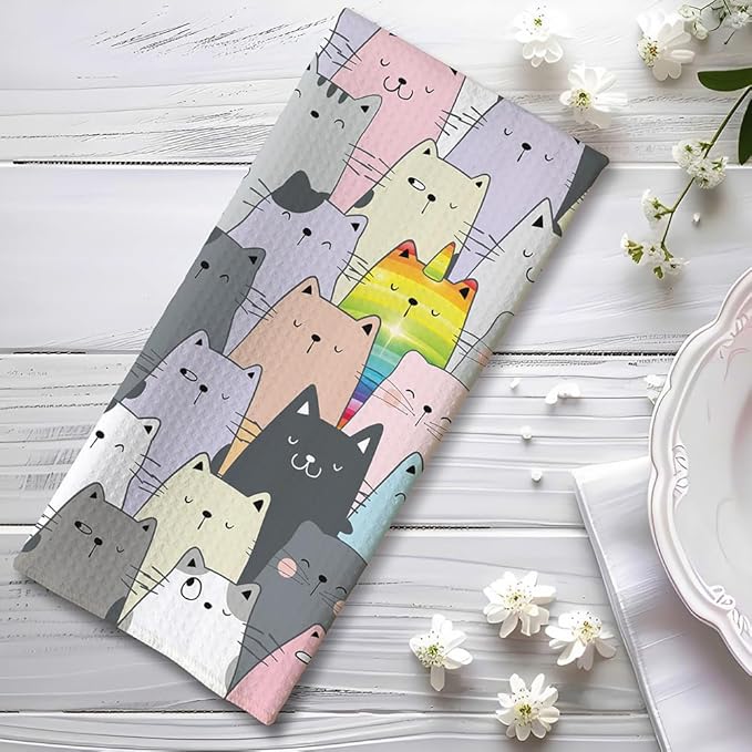 Unicorn Towel,Cat Towels,Cat Dish Towels,Cat Hand Towel,Cat Kitchen Towels,Gifts For Cat Lovers for Women,Cute Dish Towels for Kitchen,Cat Kitchen Accessories,Cat Gifts for Women-To You Who Are Unique