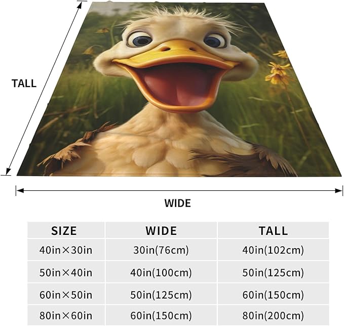 Funny Duck Throw Blanket Super Soft Warm Animal Ducks Birthday Valentines Decorative Fleece Blankets for Bedding Car Sofa Couch Home All Season 80"X60"