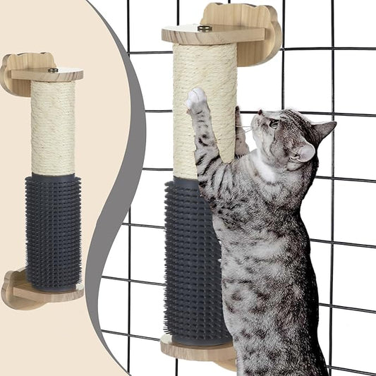 haozaikeji Cat Scratching Post for Crate Cage, Cage Mount Cat Scratcher Cage Scratcher Pole Natural Sisal Cat Scratching Post with Self Groomer and Massager for Indoor Cats Kitten