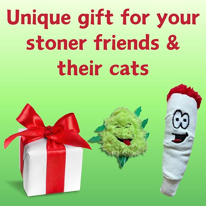 PAW:20 | Bud Jr. The Weed Nug and Jay Jr. The Joint Cat Toy Bundle | Funny Cat Toys | Cool Catnip Toys | Fun Novelty Gift | Play and Funny Photos | (2 Items)