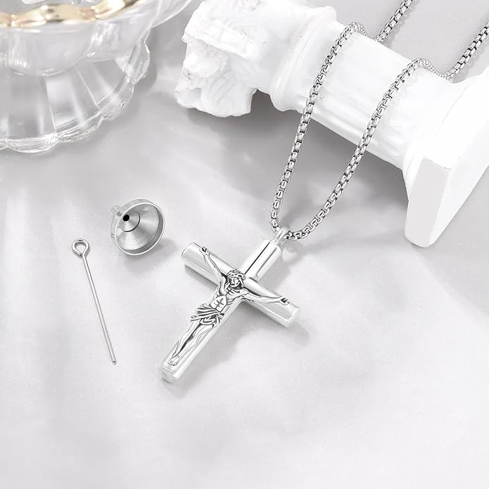 Aniu Cremation Jewelry for Ashes S925 Sterling Silver Urn Necklace Memorial Necklace for Human Ashes of Loved Ones Keepsake Pendant for Men Women