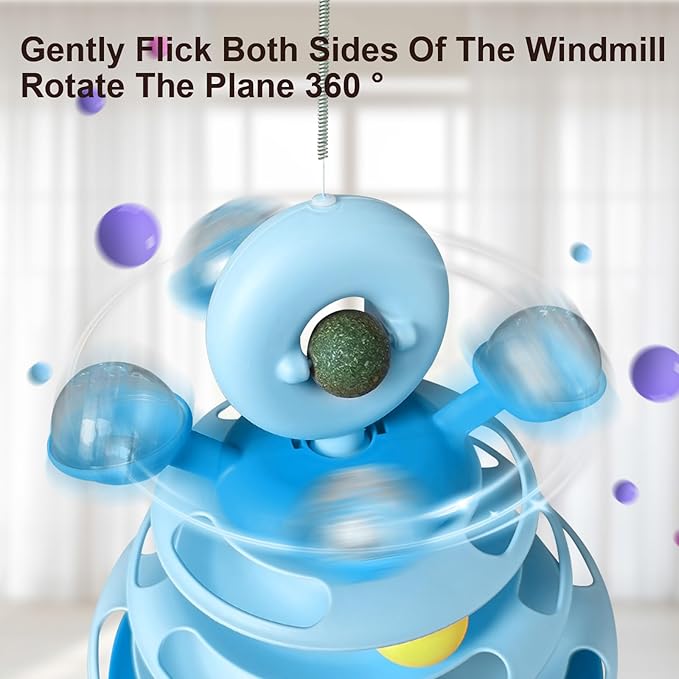 Interactive Cat Toy Kitten Toys Cat Toys with Catnip Balls Cat Toys for Indoor Cats Cat Ball Toy Cat Toys for Bored Indoor Adult Cats Blue