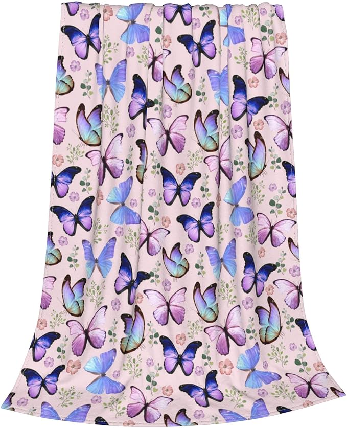 Butterflies Butterfly Throw Blanket Soft Warm Flannel Fleece Bed Blanket Gift for Men Women Girls Boys Chair Couch car 50"x40"