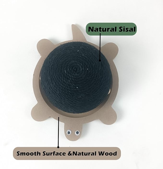 2 in 1 Cat Scratch Post - Wooden Base, Mushroom Sisal Post, Cats Interactive Track Ball Toy - Cat Scratcher Toys for Indoor Fun