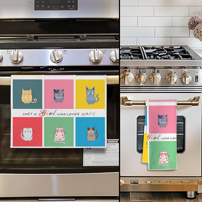 Cat Kitchen Towels,Cat Dish Towels,Cat Towels,Cat Hand Towel,Decorative Kitchen Towels,Dish Towels for Kitchen Decorative,Decorative Towels for Bathroom,Black Cat Decor,Black Cat Gifts for Women