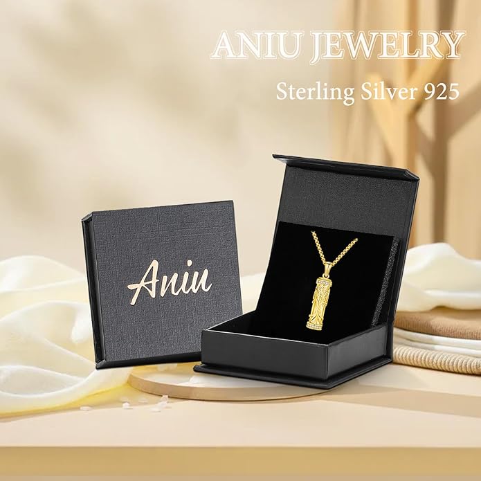Aniu Cremation Jewelry for Ashes S925 Sterling Silver Urn Necklace Memorial Necklace for Human Ashes of Loved Ones Keepsake Pendant for Men Women