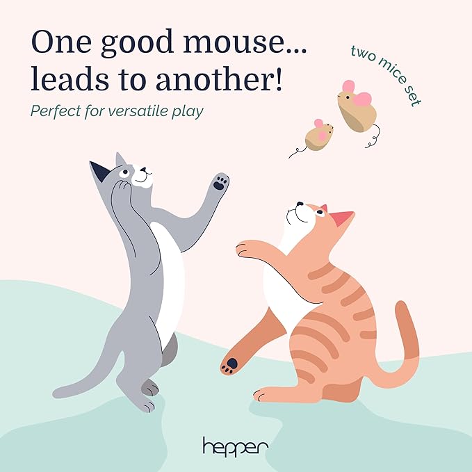 Hepper Catnip Mice Toy Set - Hessian: Premium Catnip-Infused Mice Cat Toys for Endless Play, Multi-Textured Hessian Fabric Ideal for Quiet Self-Play - 2 pcs Pet Toys for Cats for Kicking & Tossing
