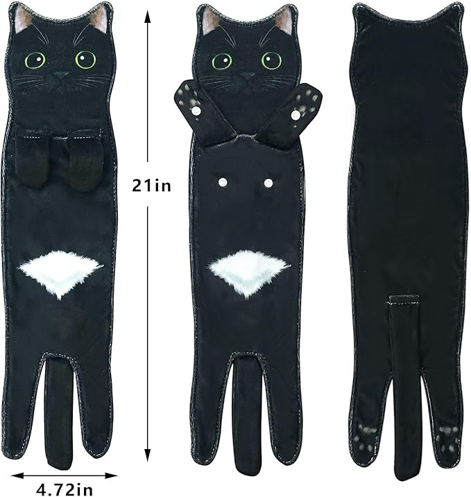 PAT JUUMG Funny Cat Hand Towels for Bathroom Kitchen Decor, Cute Decorative Hanging Face Towels, Super Absorbent Soft, Housewarming Gift, Cat Lovers Gifts for Women (2 Pack)