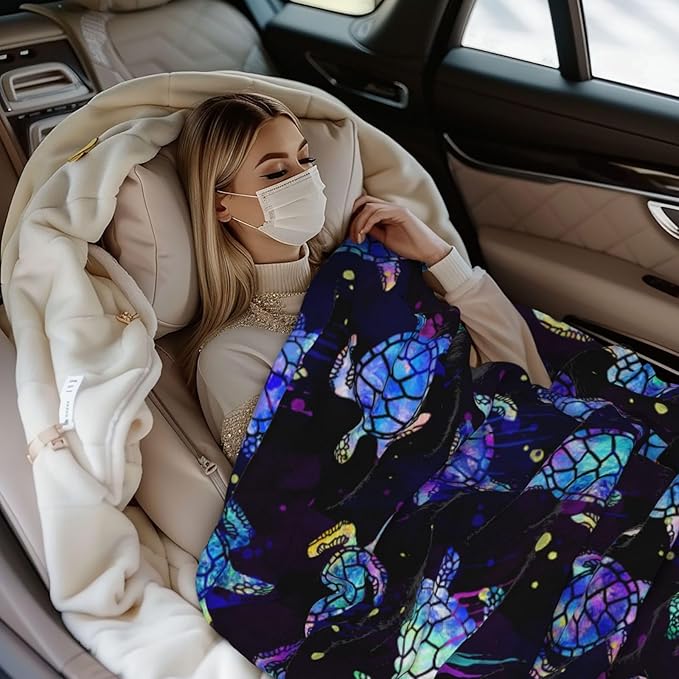 Sea Turtles Blanket Throw Blanket for Bed Soft Cozy Fluffy Couch Blankets Fleece Blanket Throw Gifts for Women Men Girls Boys 80"x60"
