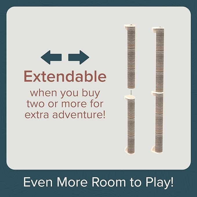 Ascentials - Moonbeam Path - Wall-Mounted Post Corrugate Scratcher, Easy to Install, Modern Design w/Natural Materials