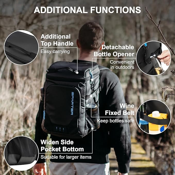 Backpack Cooler Insulated Leak Proof 30/45 Cans, 2 Insulated Compartments Thermal Bag, Portable Lightweight Beach Travel Camping Lunch Backpack for Men and Women
