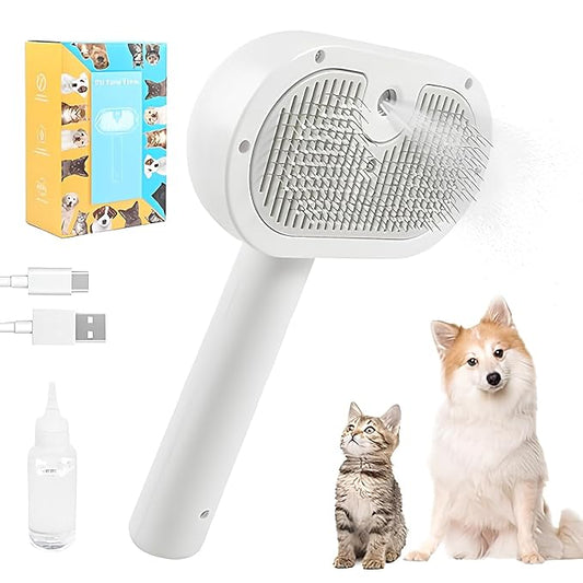 3 in 1 Cat Steam Brush,Pet Spray Hair Removal Comb for Shedding & Grooming, Water Brush for Cats Dogs Small Animals Long Short Haired with One-Click Release Button