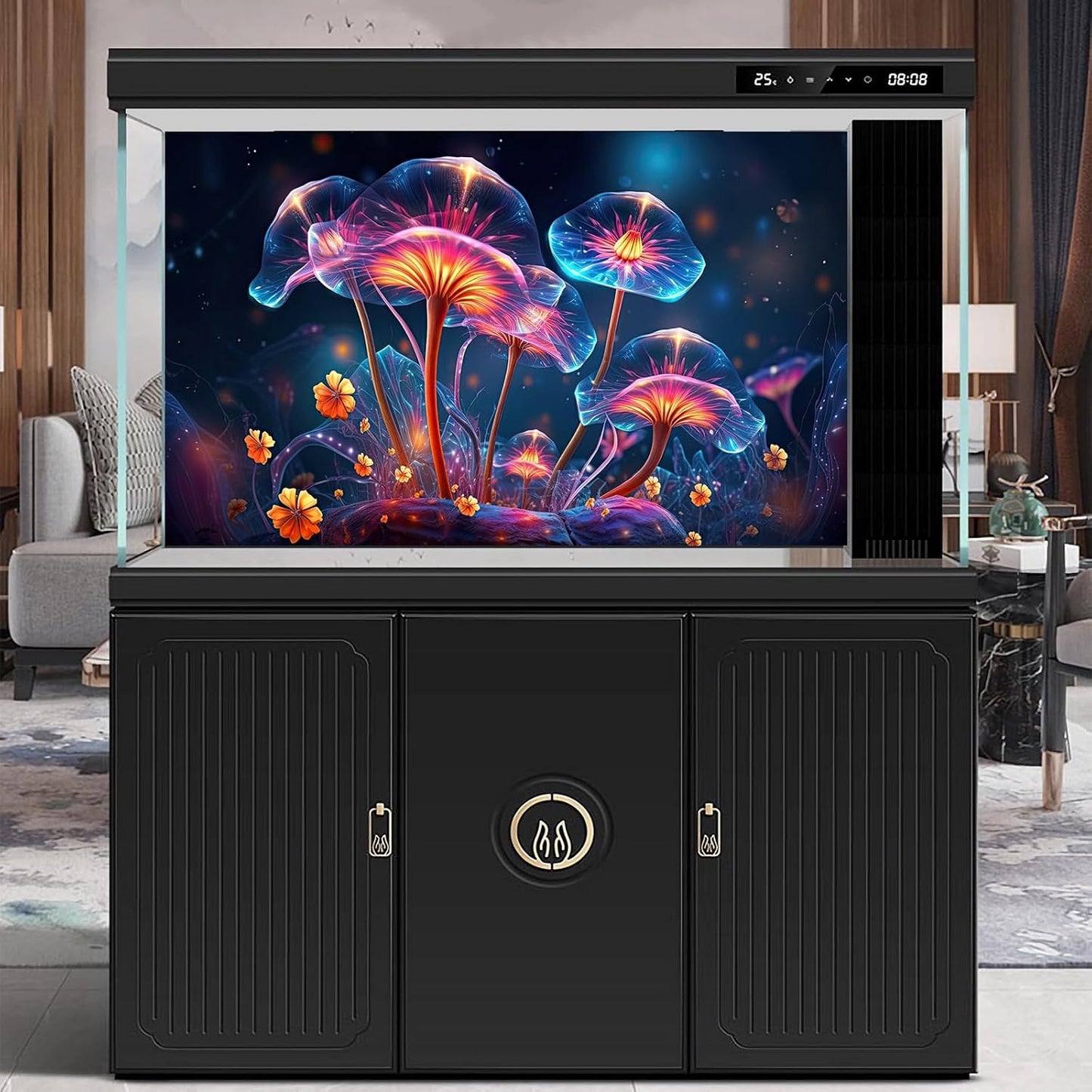 Flower Aquarium Background Modern Style Bluebell Blooming Flower Floral Design Terrarium Background Mysterious Elegant Glowing Fantasy Flower Fish Tank Backdrop Poster Decorations Vinyl 36x24in