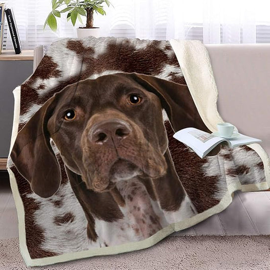 BlessLiving Dog Sherpa Blanket Soft Plush German Shorthair Sherpa Fleece Throw Blanket Pet and Dog Lovers Home Throw Blankets (Throw, 50 x 60 Inches)