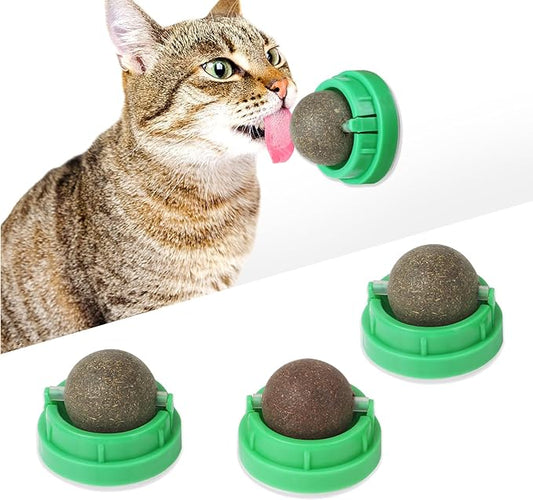 CCINEE 3PCS Catnip Balls for Cats Wall Catnip Toys Edible Cat Toys for Cat Lick Safe Healthy Kitten Chew Toys Teeth Cleaning Dental Cat Toys