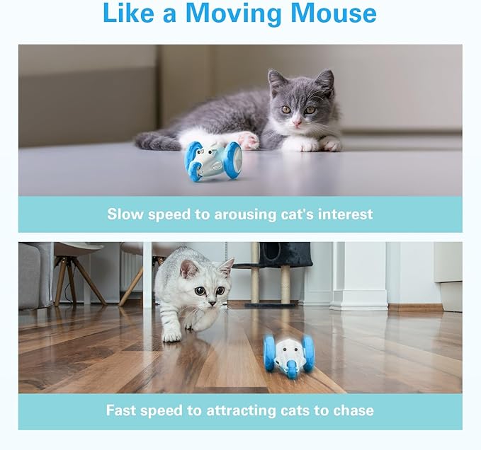 ONE PIX Cat Interactive Toys for Indoor Cats, Christmas Cat Toys, Electric Cat Toys with LED Lights, Smart Cat Mouse Toys for Self Play, Automatic Cat Toys with USB Rechargeable, Gifts for Cats