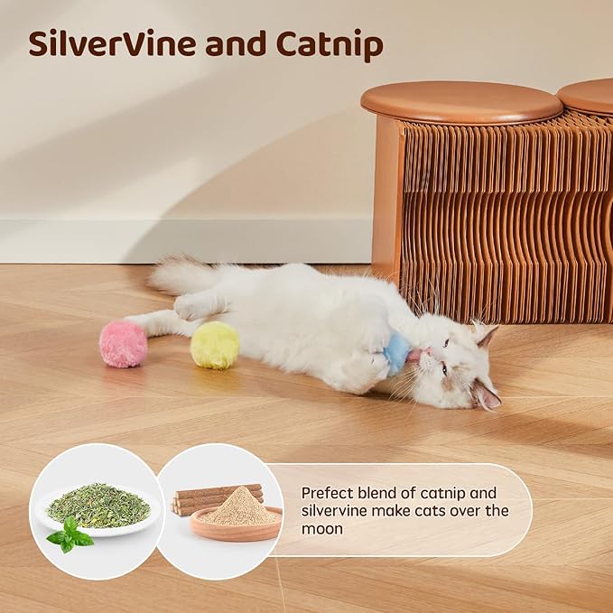 Potaroma Chirping Cat Toys Balls with SilverVine Catnip, Upgraded, 3 Pack Fluffy Interactive Cat Kicker, 3 Lifelike Animal Sounds, Kitty Kitten Catnip Exercise Toys