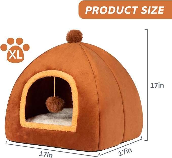 Cat Bed Cave for Indoor Cats,Cat House Tent Bed with Removable Washable Cushioned Pillow, 2-in-2 Kitten Beds for Indoor Kittens,Pet Bed