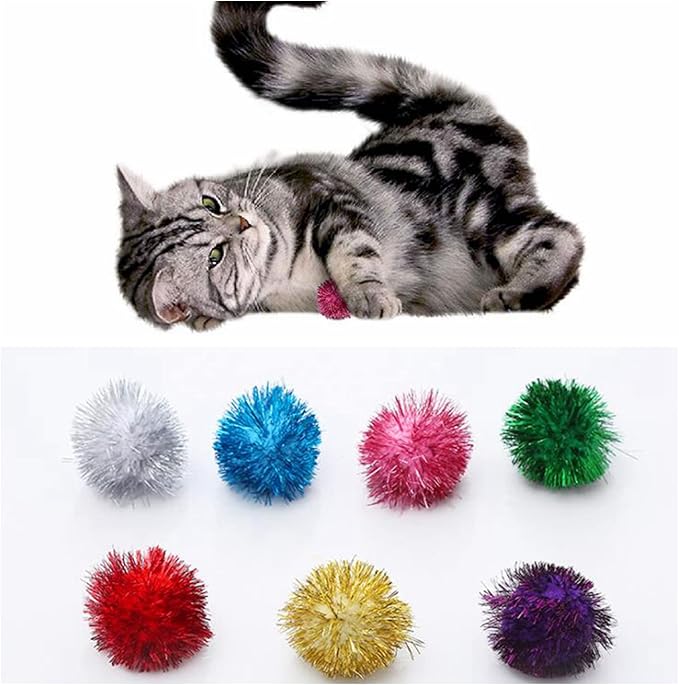 ISMARTEN 45 Pieces Cat Toy Springs Balls Set, Colorful Cat Spring Toy and Cat Tube Toy Interactive Cat Toy and Cat Toy Pom Poms Balls for Kittens to Swat, Bite, Hunt (Random Color)