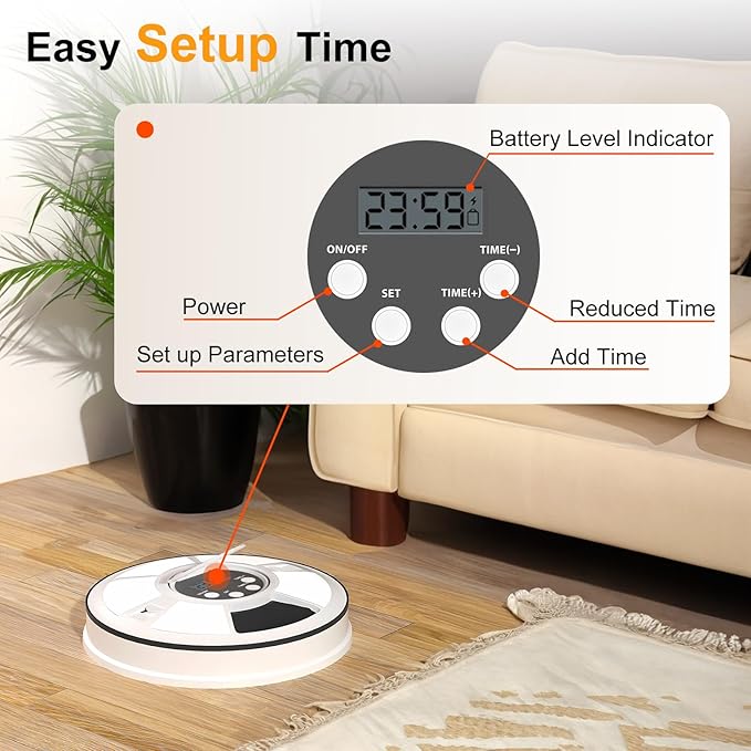 Automatic Cat Feeder Wet Food/Dry Food, 6 Meal Timed Pet Feeder Easily Programmable &Easy to Clean, Auto Feeder for Cats/Small Dogs(Black)