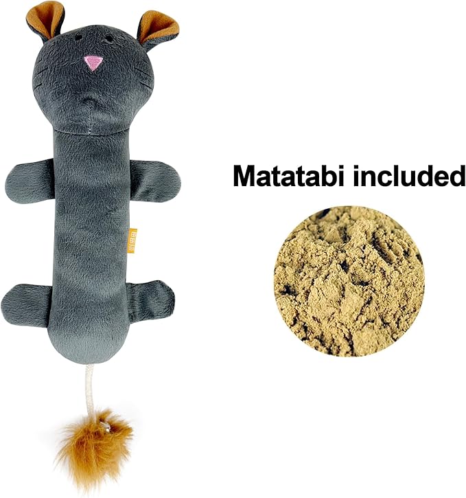 Catnip Silvervine Matatabi Pillow for Cats Kittens,Crinkle Sound Toy,Cat Kicker Toy,Large Size Cat Pillow Soothing Plush Cat Toy(Mouse).