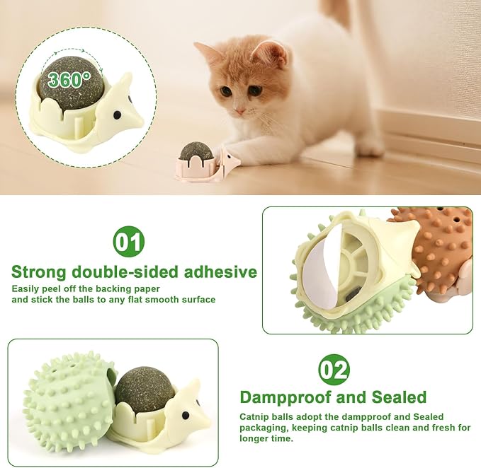 CCINEE 2pcs Catnip Balls for Cats Wall Catnip Toys Edible Cat Toys for Cat Lick Safe Healthy Kitten Chew Toys Teeth Cleaning Dental Cat Toys