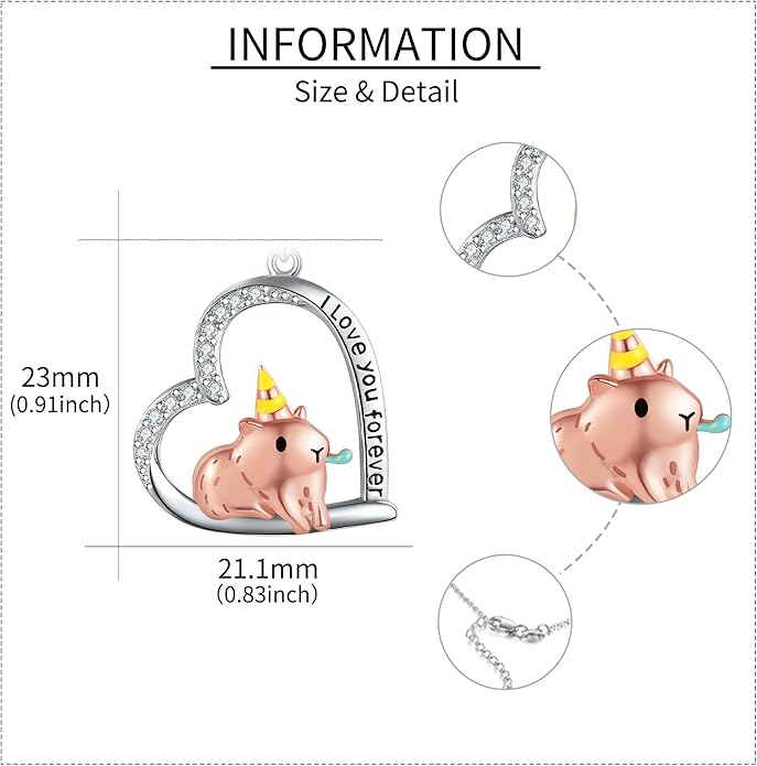 Capybara/Squirrel/Chihuahua Necklace Sterling Silver Chihuahua Squirrel Jewelry Capybara Gifts for Women