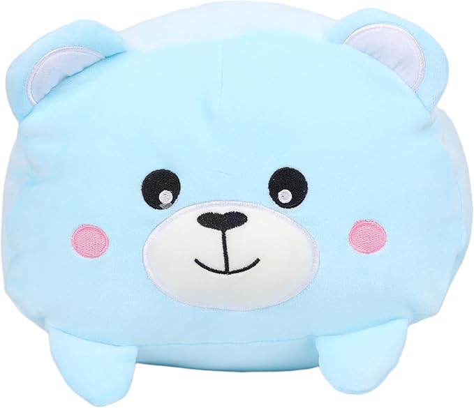 TemBe 23.6 inch Cute Large Bear Plush Stuffed Animal Pillow, Very Soft Squish Mellow Hugging Toy Gifts for Bedding, Kids Sleeping Cute Pillow (Blue Bear)
