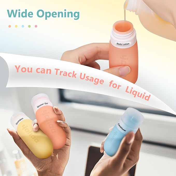 18 Pcs Travel Size Toiletries Set,Leak Proof Squeezable Silicone Bottles for Shampoo and Conditioner,TSA Approved Travel Essentials Accessories,White Pack