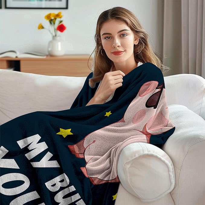 Pink Pig Throw Blanket 50"x60", I Didn't Fart My Butt Blew You a Kiss Funny Piggy Gifts, Cool Pigs in a Blanket for Pig Lovers, Piggy Birthday Party Decorations for Kids Boys Girls Women