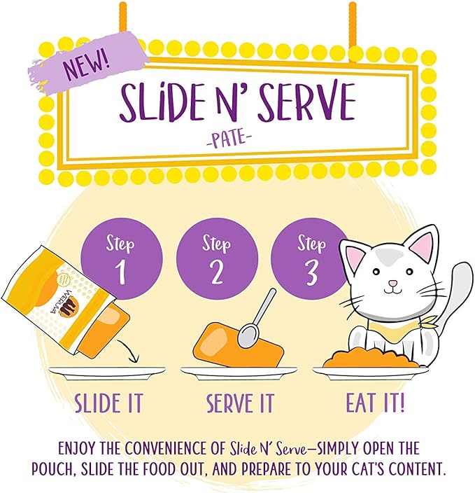 Weruva Wet Cat Food, The Slice is Right with Wild Caught Salmon Pate, 2.8oz Slide N Serve Pouch, Pack of 12